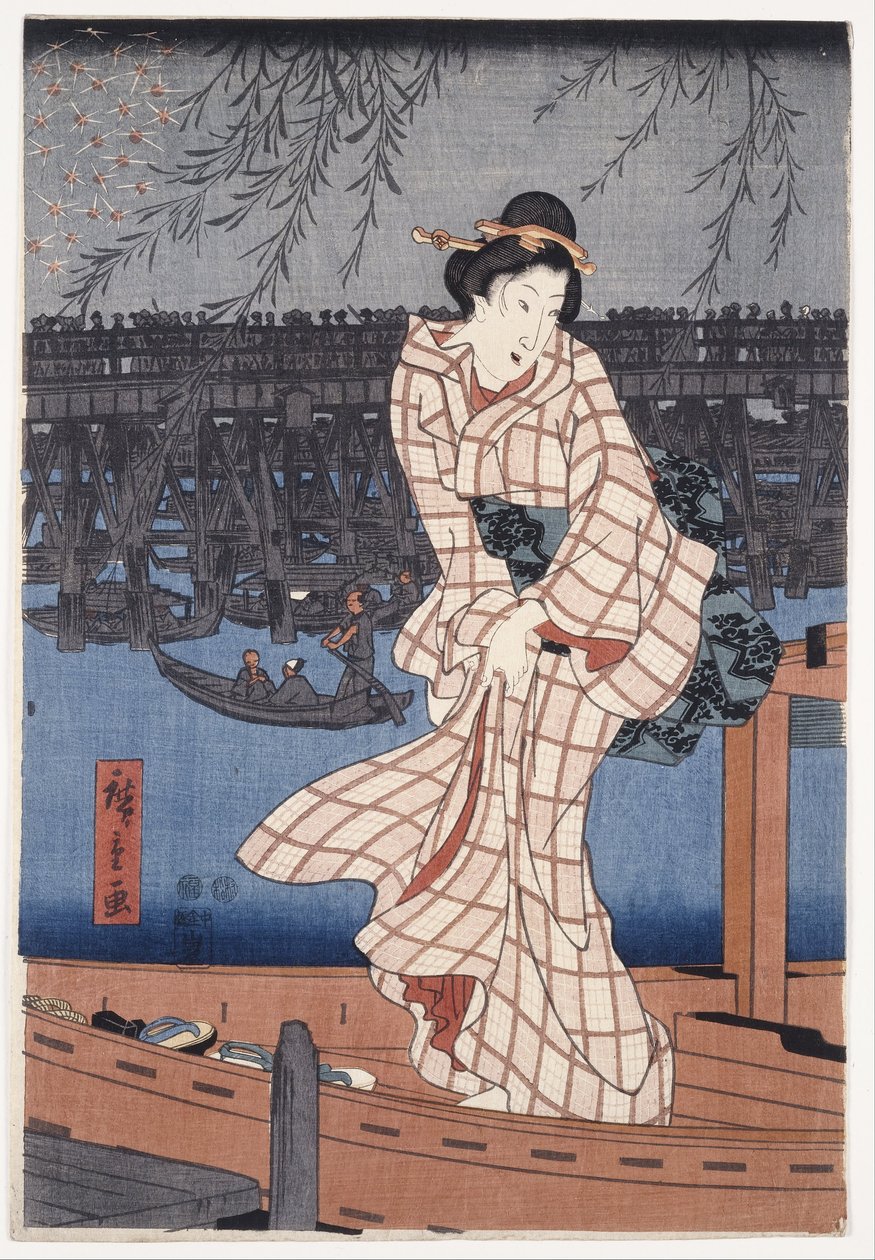 Ilta Sumida-joen rannalla tekijältä Utagawa Hiroshige