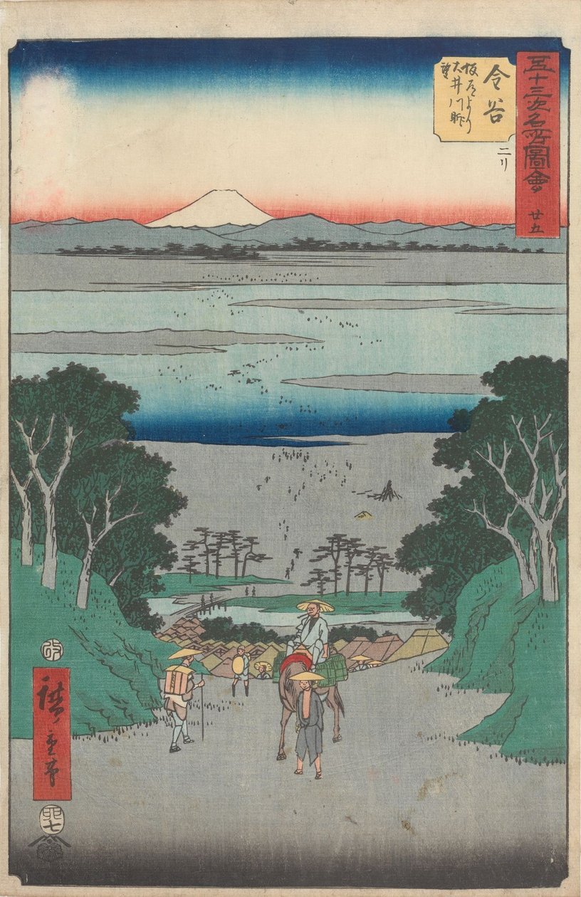 Viidenkymmenenkolmen aseman kuuluisat nähtävyydet tekijältä Utagawa Hiroshige