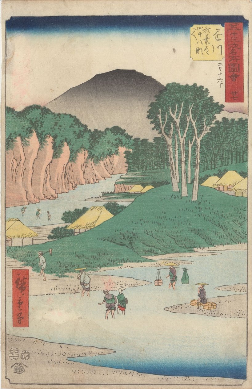 Viidenkymmenenkolmen aseman kuuluisat nähtävyydet tekijältä Utagawa Hiroshige
