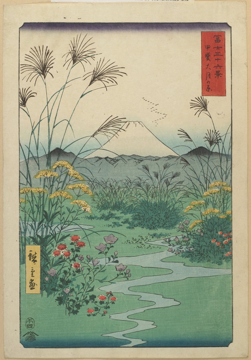 Kenttä O_tsukissa Kain maakunnassa, huhtikuussa 1858 tekijältä Utagawa Hiroshige