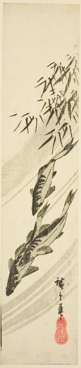 Kalaa purossa tekijältä Utagawa Hiroshige