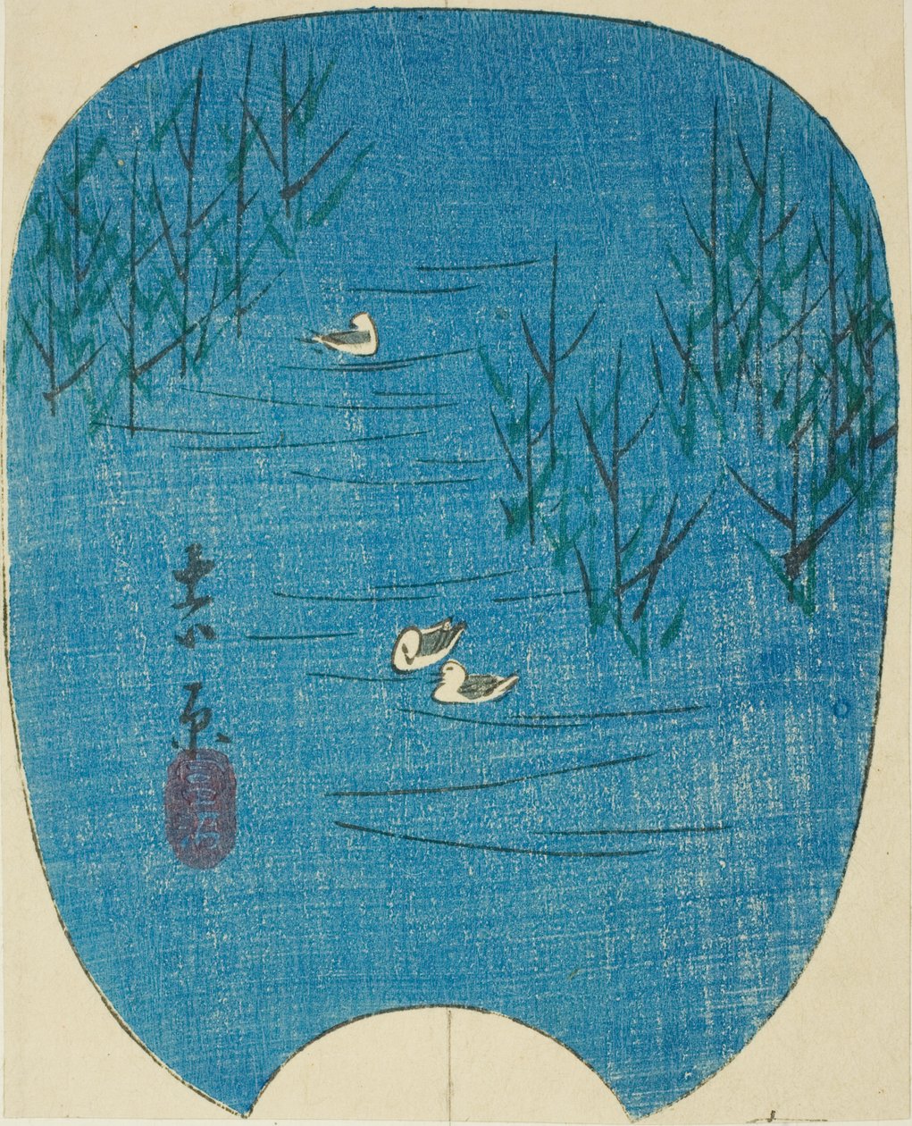 Fuji Marsh Yoshiwarassa (Fujinuma, Yoshiwara), osa arkin 4 sarjasta "Kuvia Tokaidon 53 asemasta (Tokaido gojusan tsugi zue)" tekijältä Utagawa Hiroshige