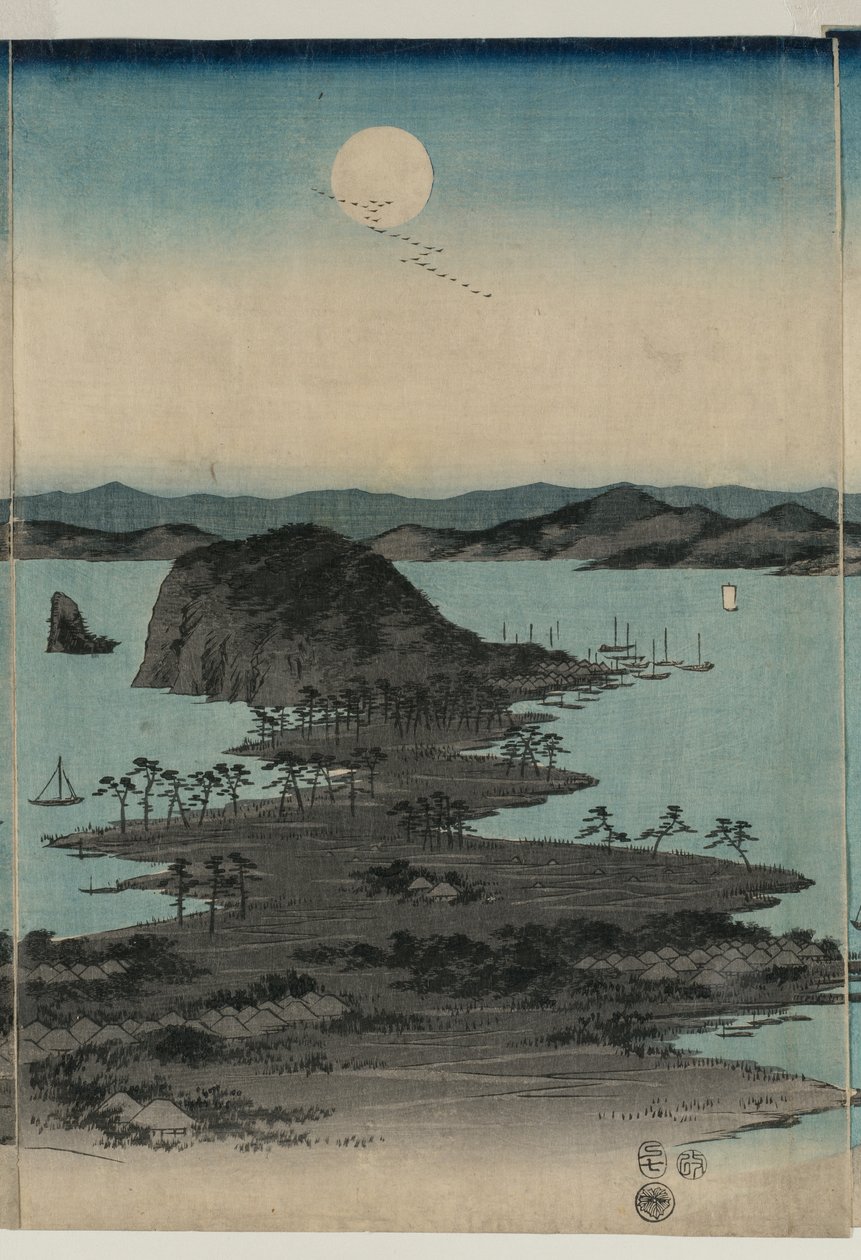Täysikuu Kanazawassa, Musashi tekijältä Utagawa Hiroshige