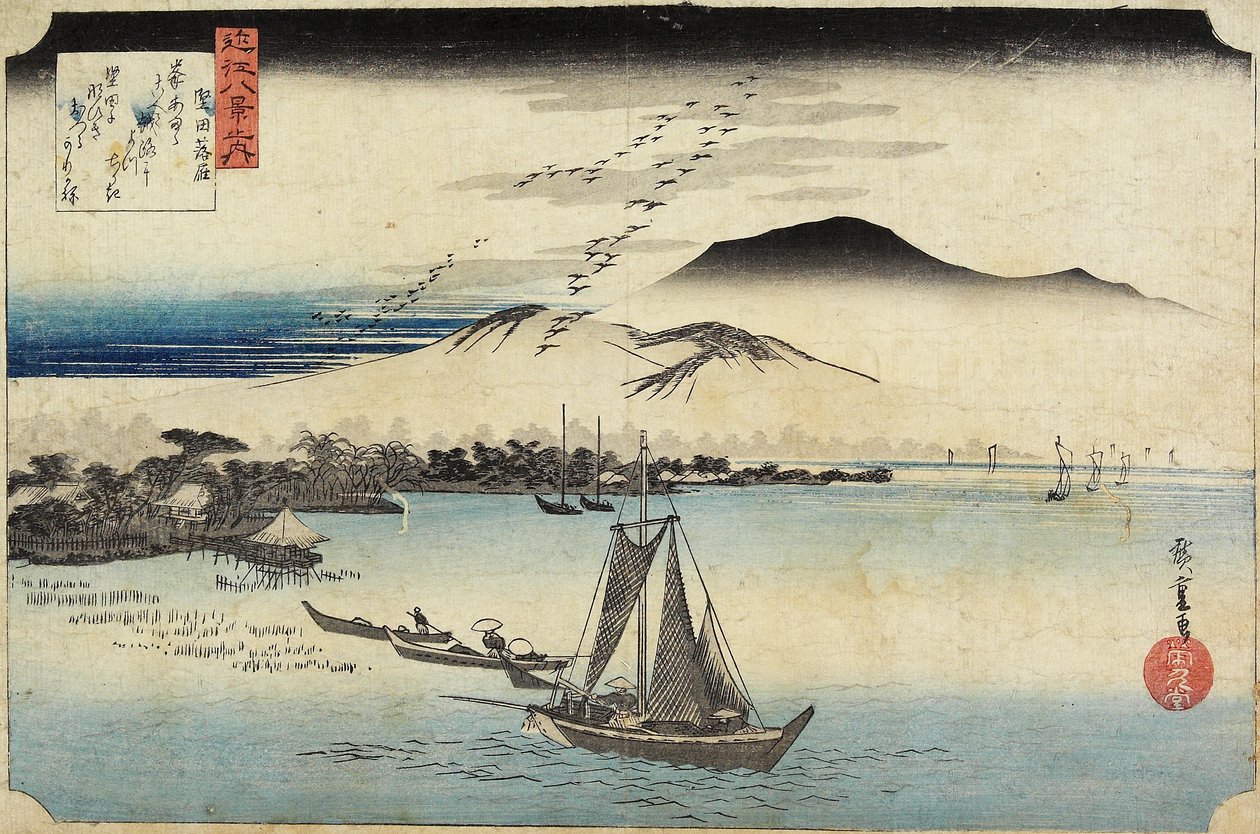 Hanhien kotiutuminen Katadassa, n. 1834. tekijältä Utagawa Hiroshige