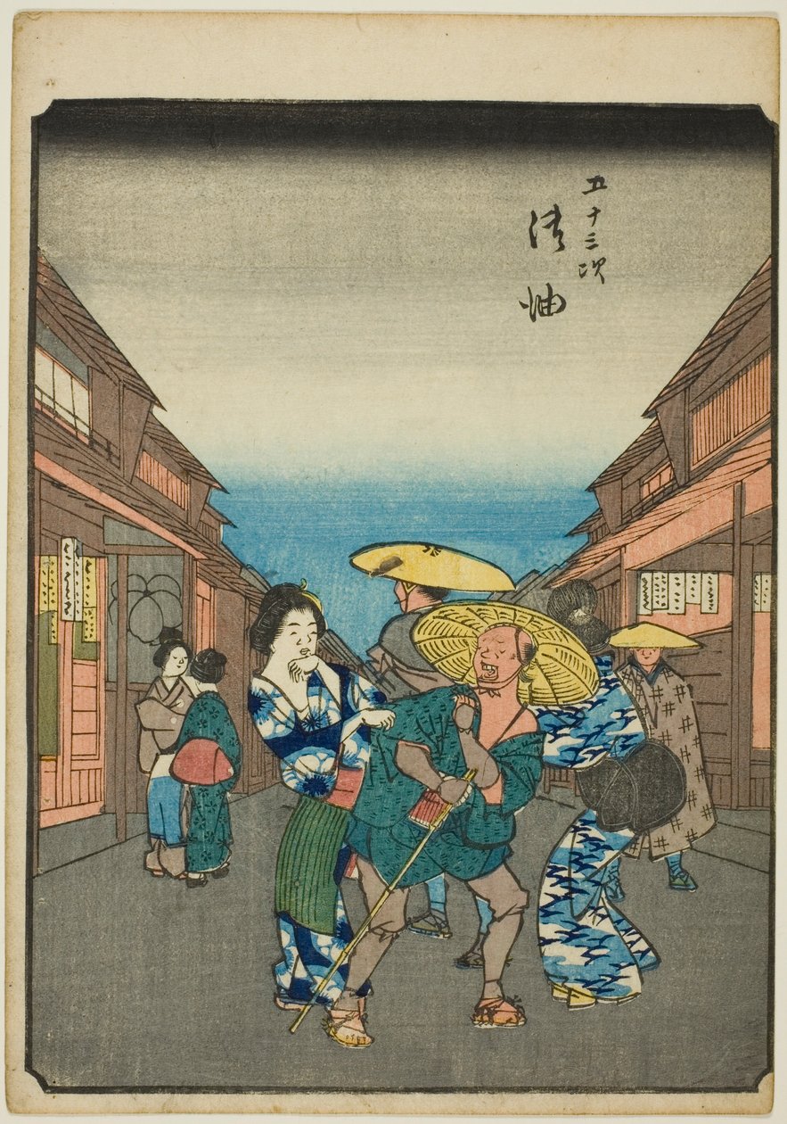 goyu, te-sarjasta "fifty-three s tachi sound s" of the urbanity" (Goshuyama seuraava) tekijältä Utagawa Hiroshige