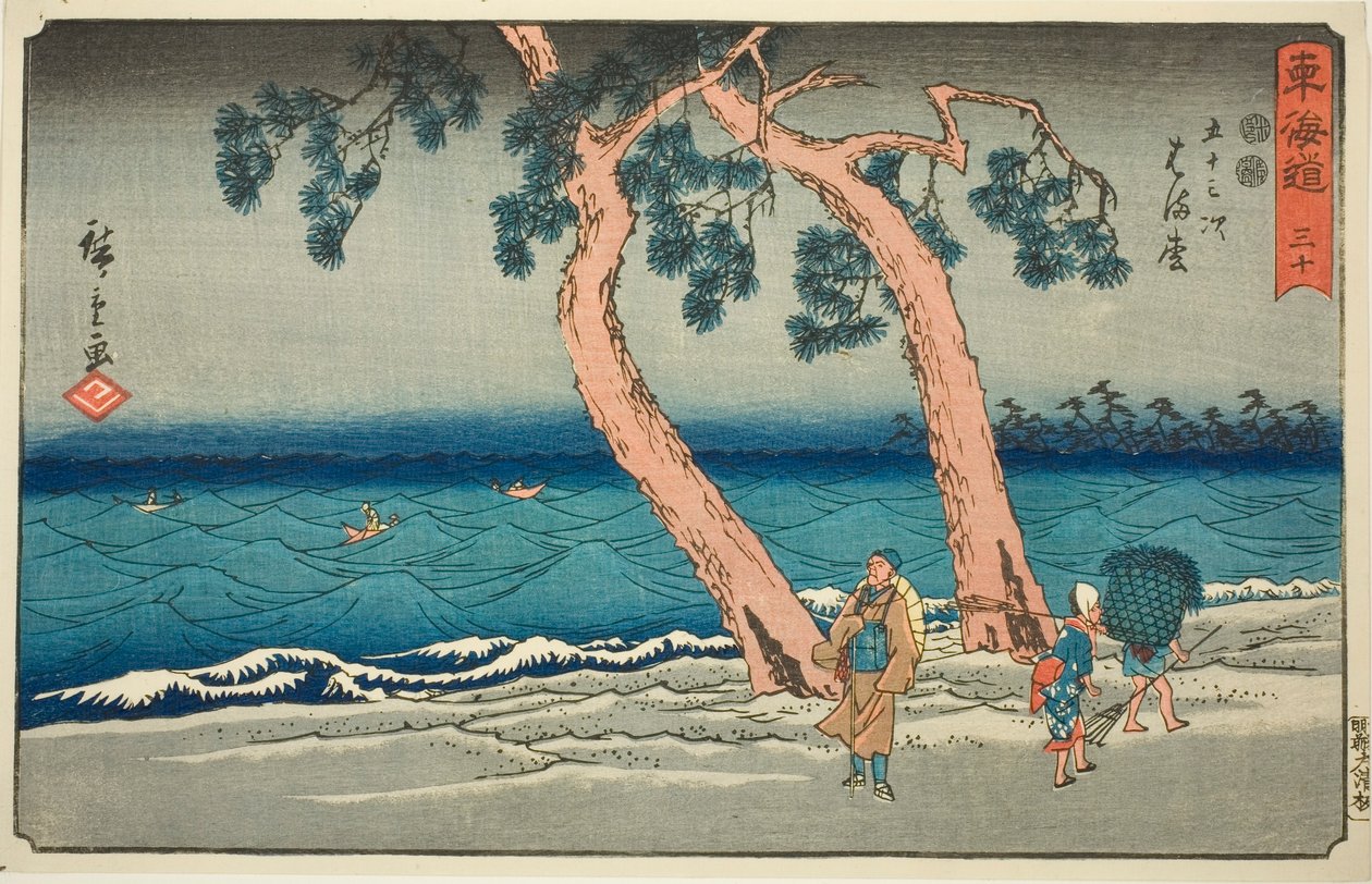 Hamamatsu - Ei. 30, sarjasta "Fifty-three Stations of the Tokaido (Tokaido gojusan tsugi)", joka tunnetaan myös nimellä Reisho Tokaido tekijältä Utagawa Hiroshige