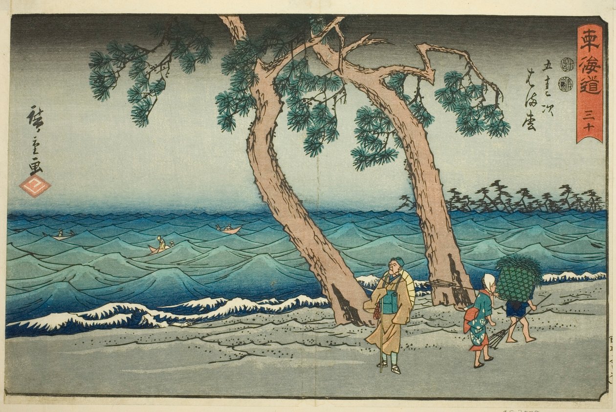 Hamamatsu - Ei. 30, sarjasta "Fifty-three Stations of the Tokaido (Tokaido gojusan tsugi)", joka tunnetaan myös nimellä Reisho Tokaido tekijältä Utagawa Hiroshige