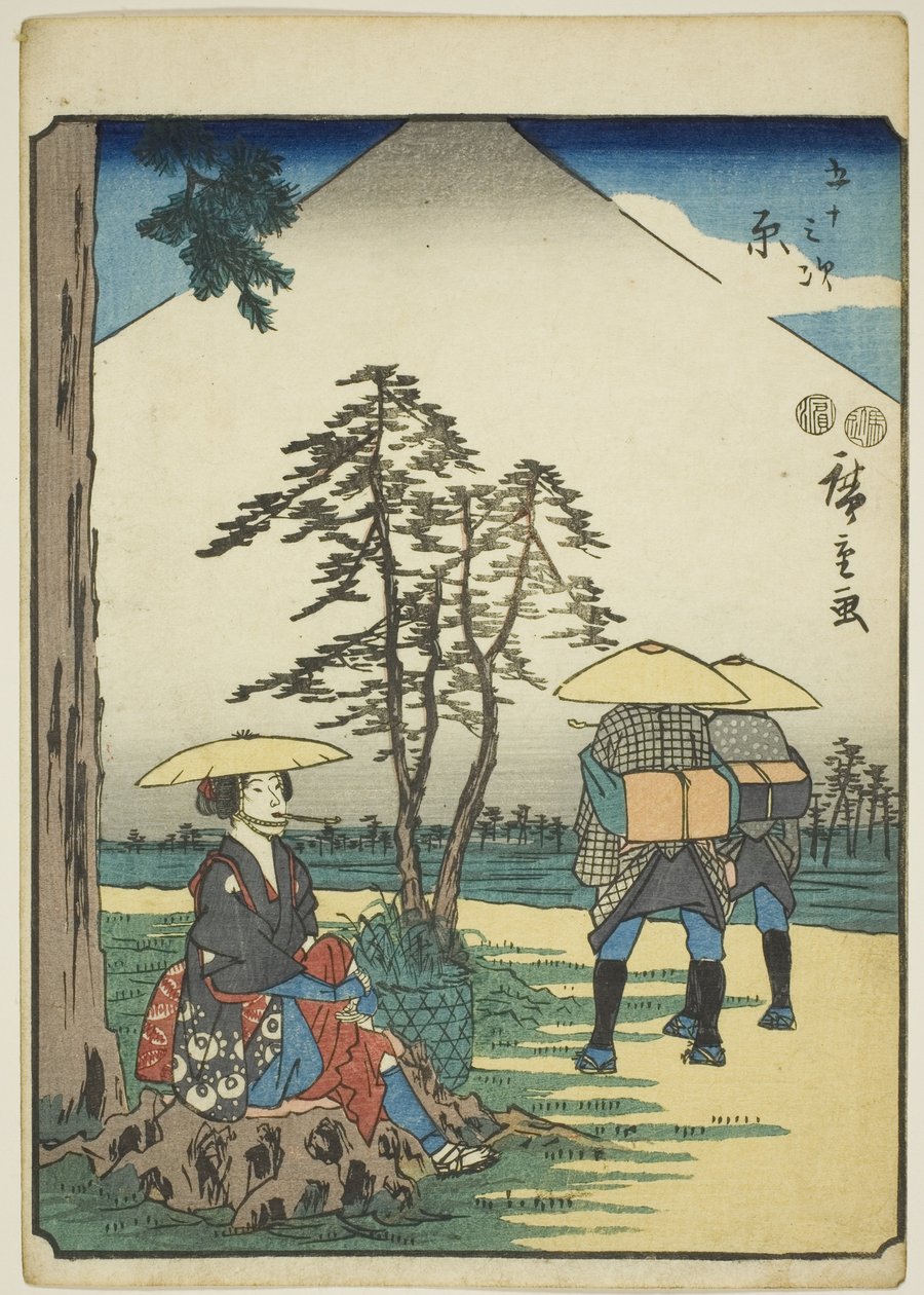 vatsa, te-sarjasta "fifty-three s tachi sound s" of the urbanity" (Goshuyama seuraava) tekijältä Utagawa Hiroshige