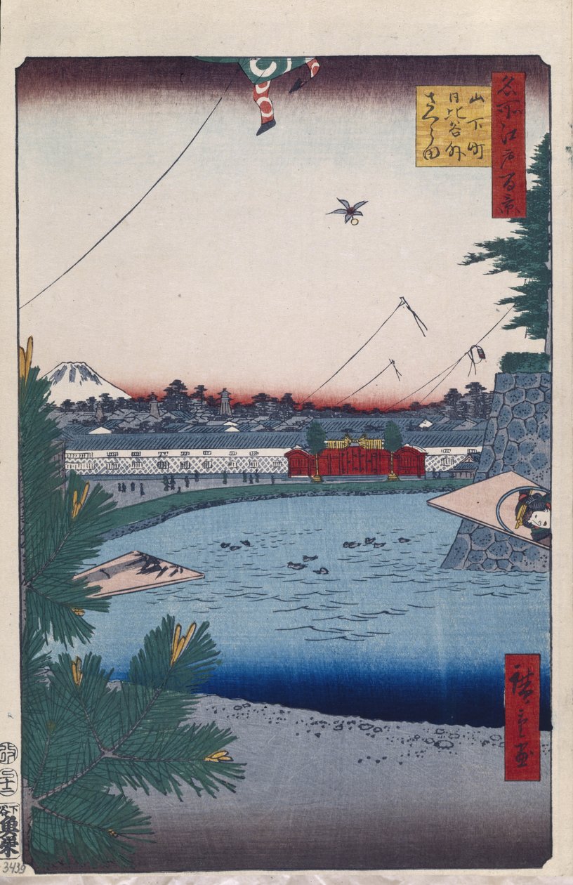 Hibiya ja Soto-Sakurada Yamashita-chosta Sata kuuluisaa näkymää Edosta, 1856-1858 tekijältä Utagawa Hiroshige