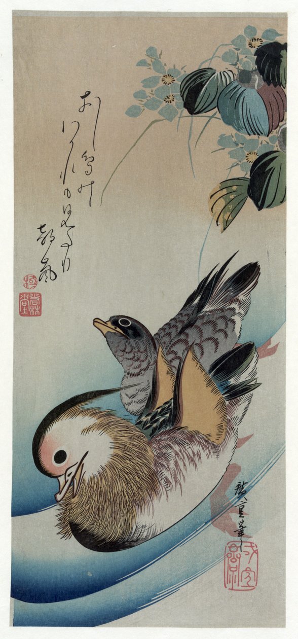Hiroshige (1838) Kaksi mandariiniankkaa tekijältä Utagawa Hiroshige
