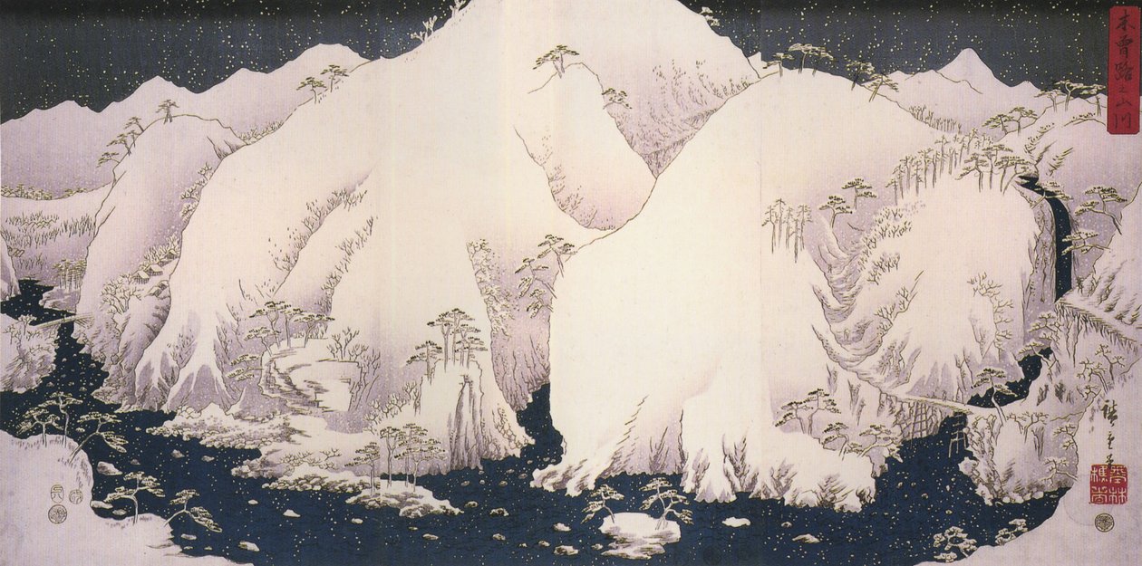 Hiroshige, Joki lumisten vuorten keskellä tekijältä Utagawa Hiroshige