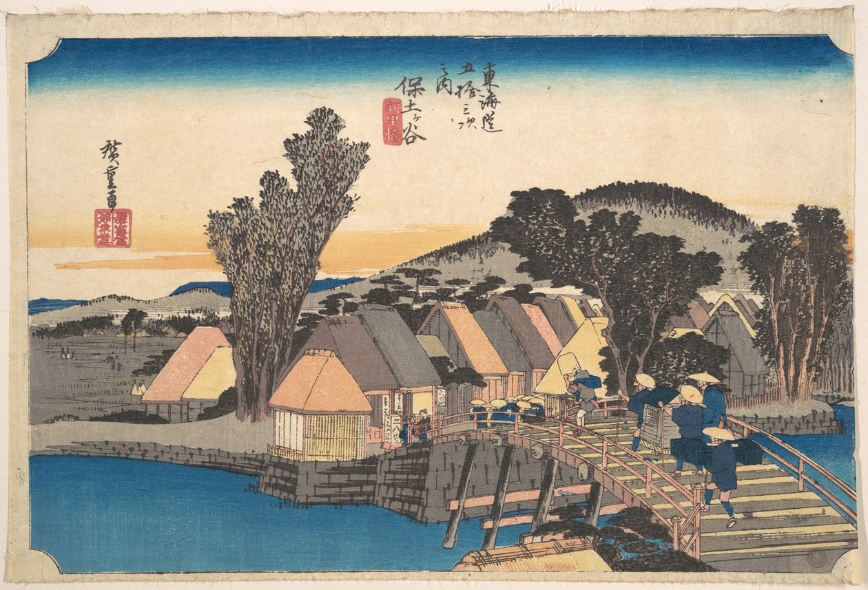 Hodogayan asema ja Shinkamen silta tekijältä Utagawa Hiroshige