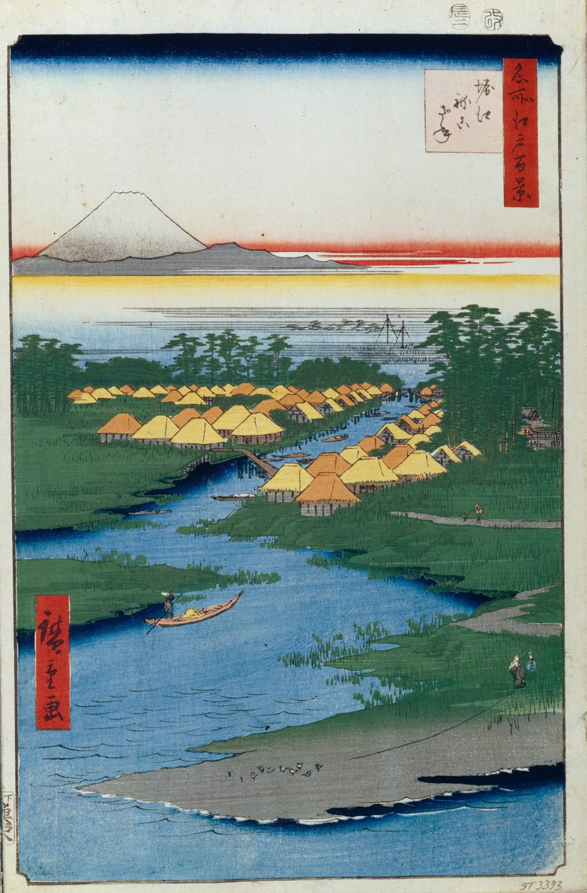 Horie ja Nekozane sata kuuluisaa näkymää Edosta, 1856-1858 tekijältä Utagawa Hiroshige