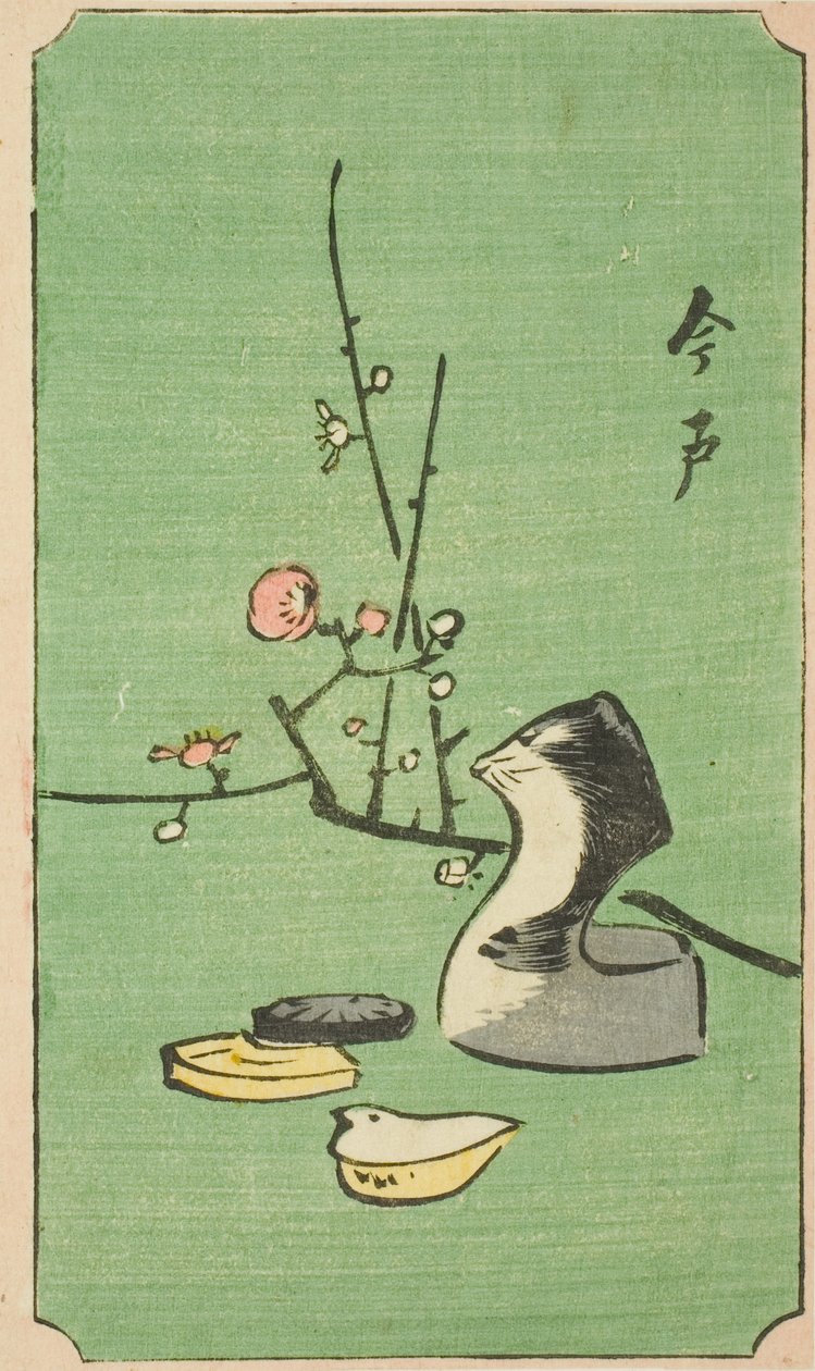 Imado, osa arkista sarjasta "Leikkauskuvia Edon kuuluisista paikoista (Edo meisho harimaze zue)" tekijältä Utagawa Hiroshige