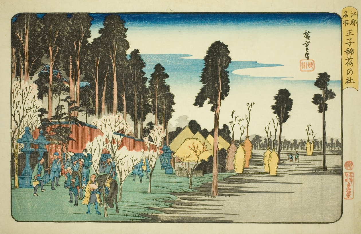 Inari Shine at Uncle (Uncle Inari no Yashiro), sarjasta "fa net s pa s member Edo (asia kuuluisa paikka)" tekijältä Utagawa Hiroshige