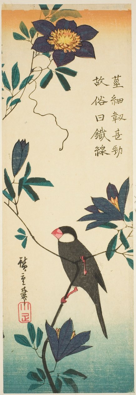 Java-varpunen ja klematis tekijältä Utagawa Hiroshige