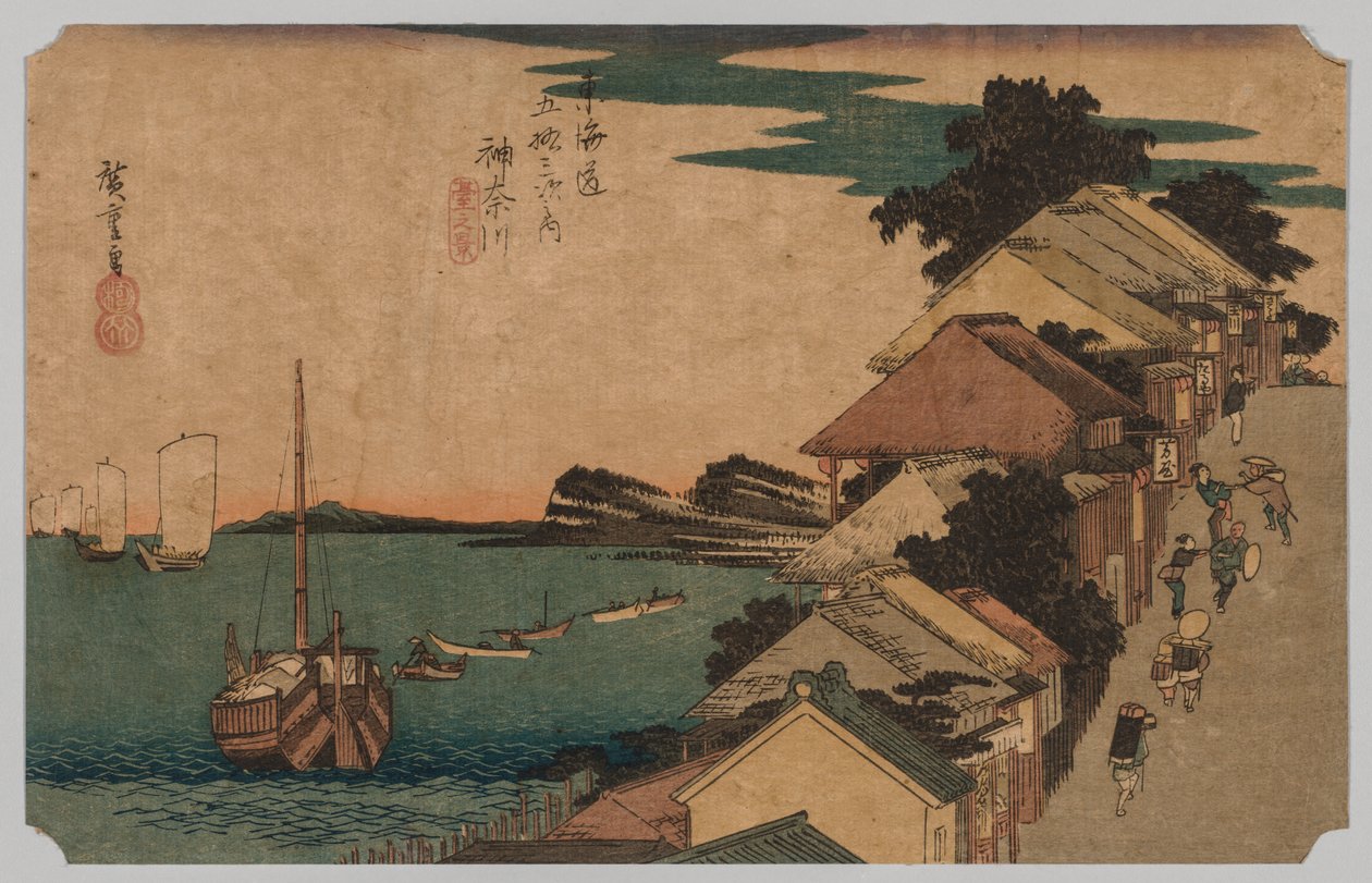 Kanagawa, Sisämeri: Katun yläosa tekijältä Utagawa Hiroshige