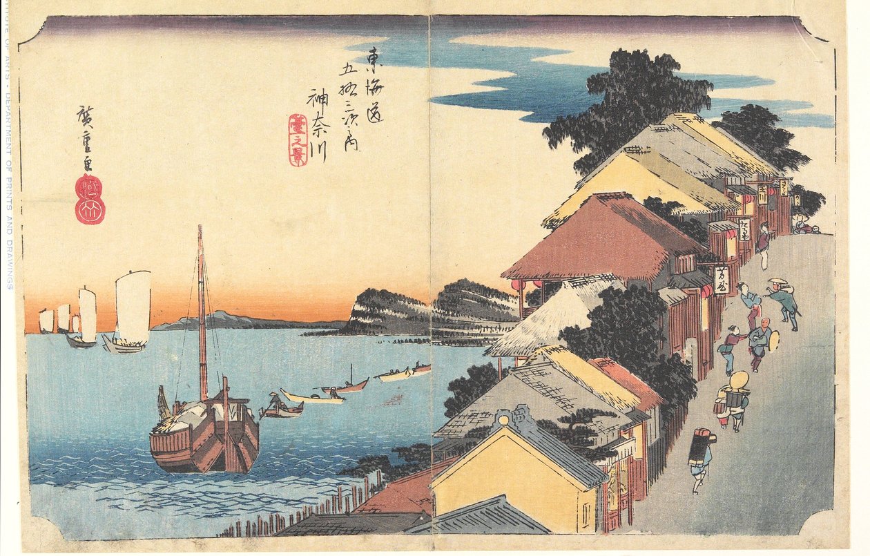 Kanagawa: näkymä pengerrykselle tekijältä Utagawa Hiroshige