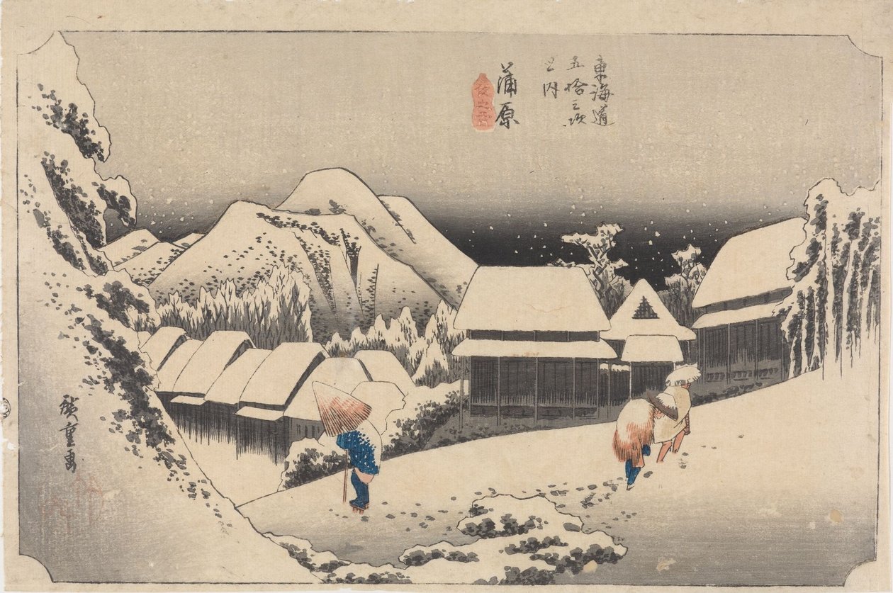 Kanbara: Yön lumi tekijältä Utagawa Hiroshige