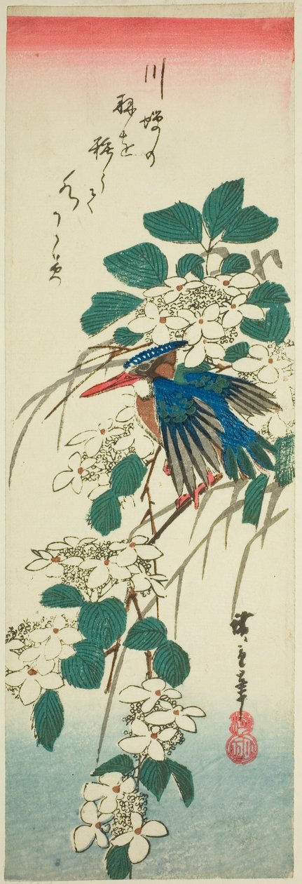 Martí pescador i viburnum finlandès tekijältä Utagawa Hiroshige