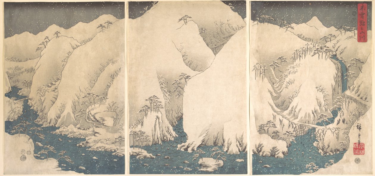 Kison rotko lumessa tekijältä Utagawa Hiroshige