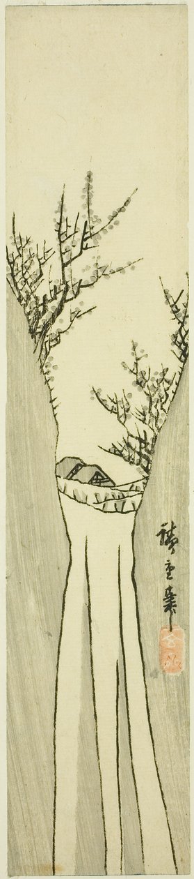 Maisema vesiputouksella tekijältä Utagawa Hiroshige