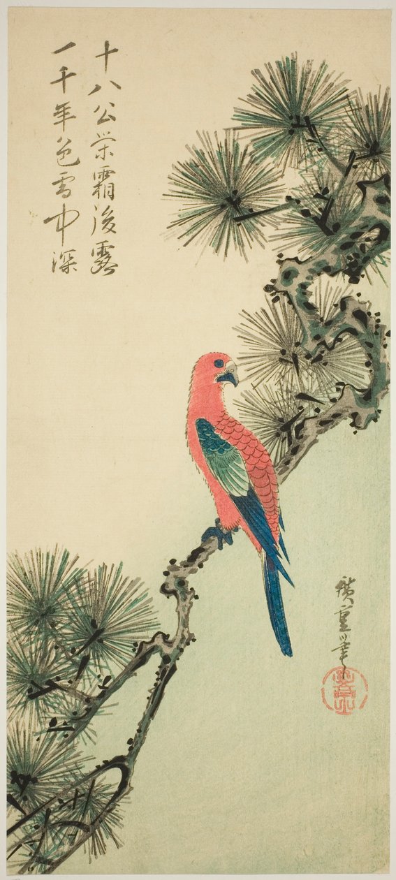Ara männyn oksalla tekijältä Utagawa Hiroshige