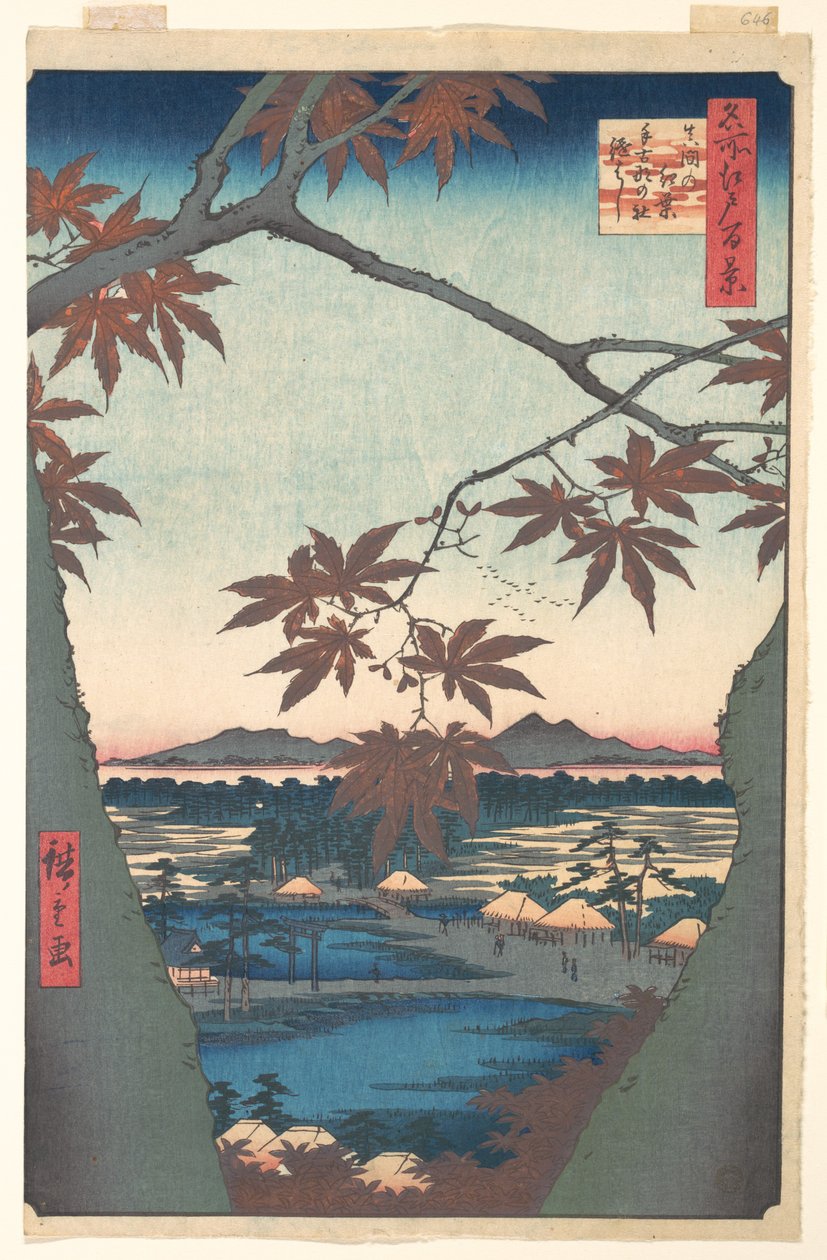 ”Maples at Mama”, sarjasta ”Sata kuuluisaa näkymää Edosta” tekijältä Utagawa Hiroshige
