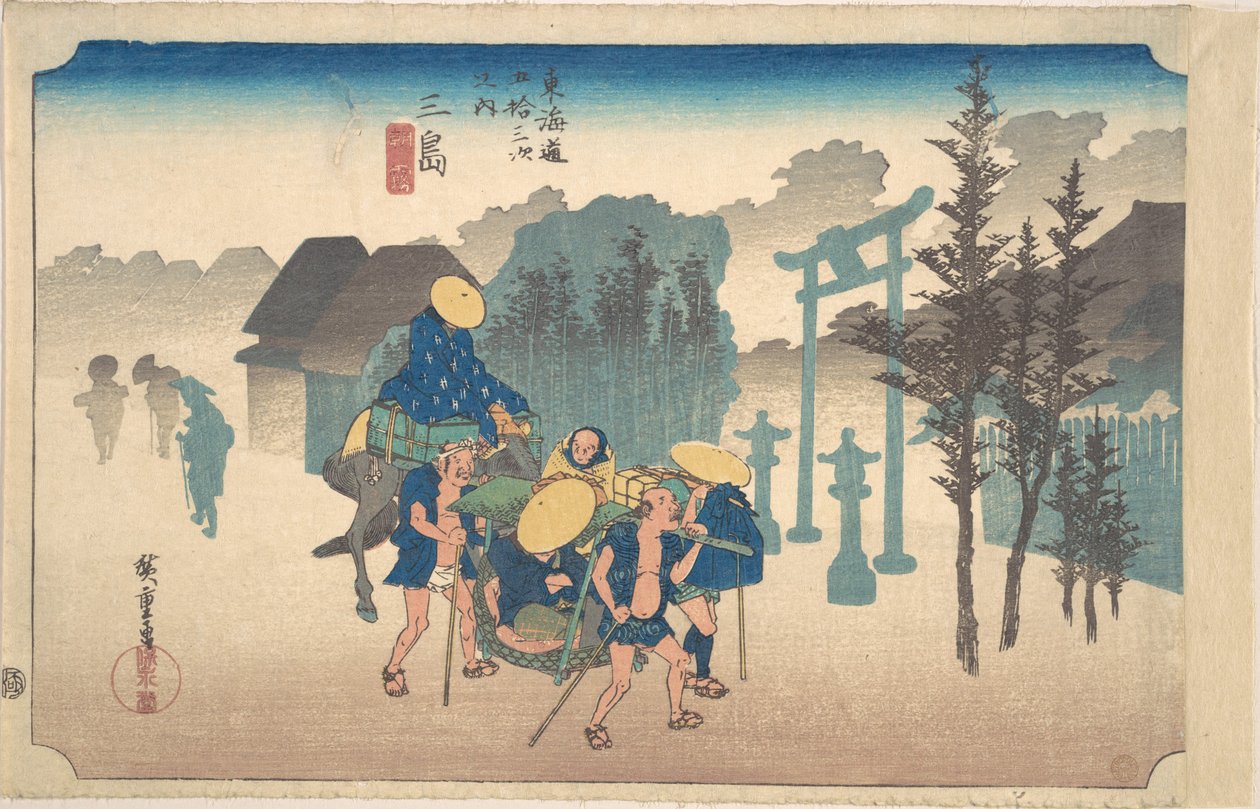 Mishima, aamusumu tekijältä Utagawa Hiroshige