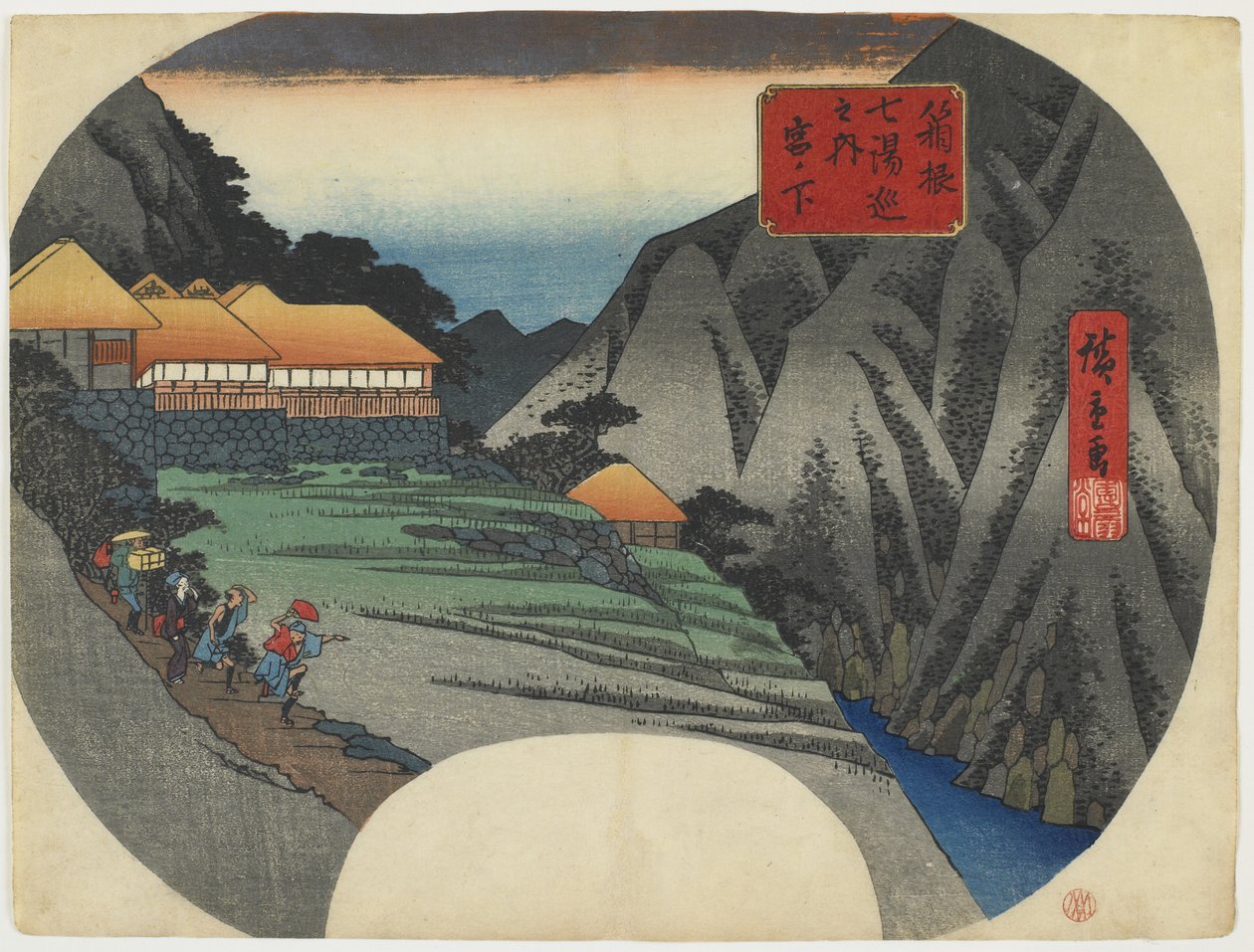 Miyanoshita, 1834-39 (värillinen puupainatus) tekijältä Utagawa Hiroshige