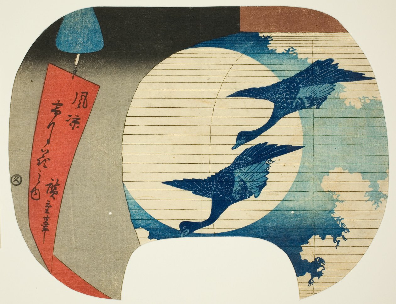 Kuu, sarjasta "Lumi, kuu ja kukka viileässä tuulessa (Furyo setsugekka no uchi)" tekijältä Utagawa Hiroshige