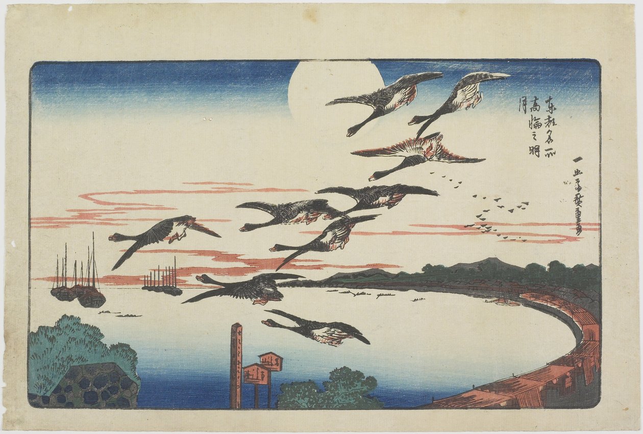 Moonlight at Takanawa, n. 1831 tekijältä Utagawa Hiroshige