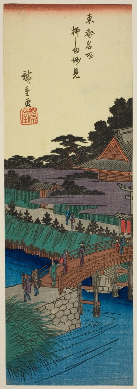 Myoken Temple in Yanagishima (Yanagishima Myoken), from the series "Famous Places in the Eastern Capital (Toto meisho)" tekijältä Utagawa Hiroshige