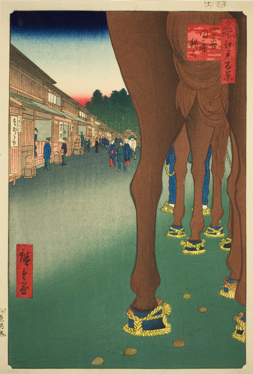 Yotsuya Toshinjuku At Yotsuya Toshinjuku, sarjasta )” tekijältä Utagawa Hiroshige