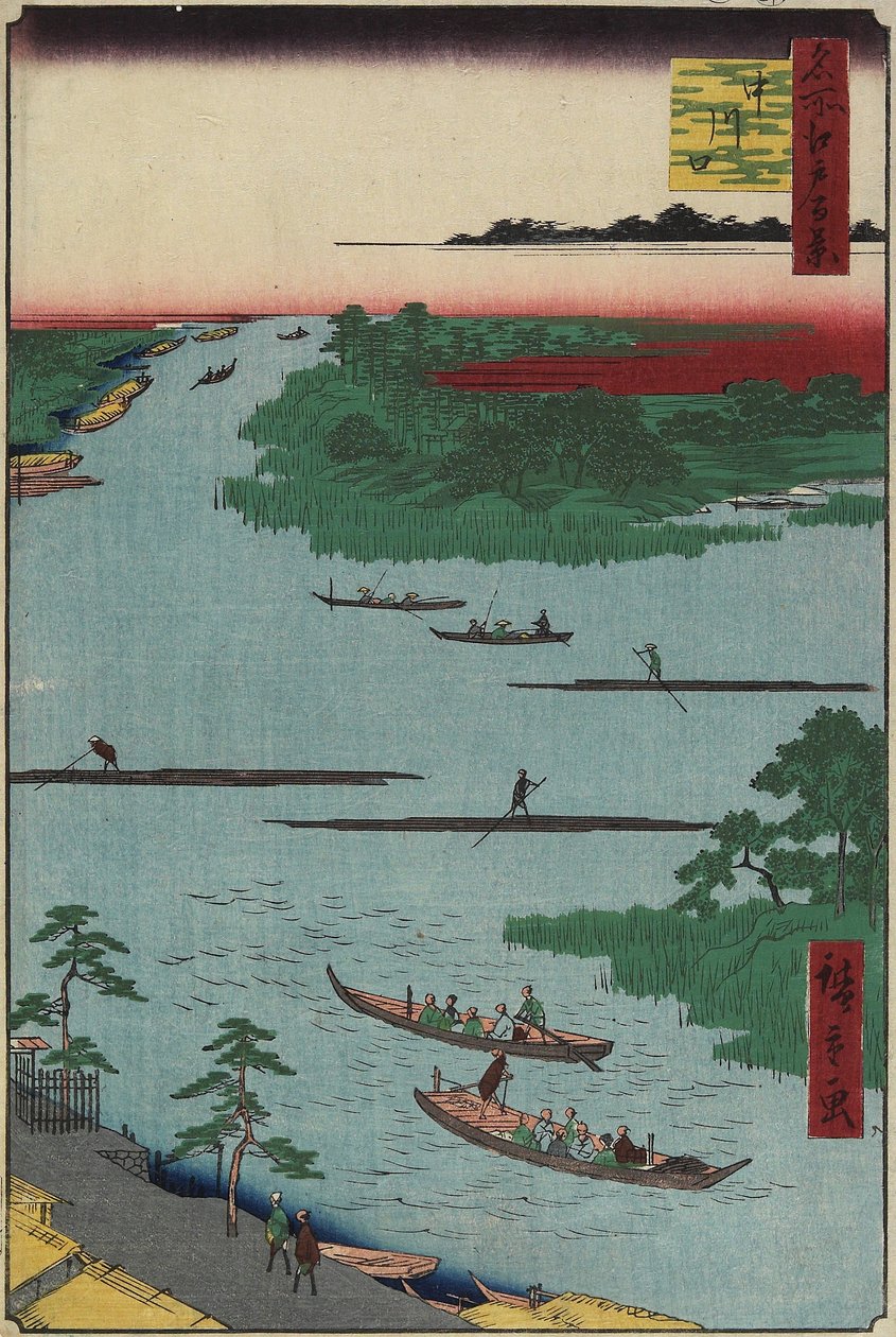Nakagawa-joen suu, maaliskuu 1857 tekijältä Utagawa Hiroshige