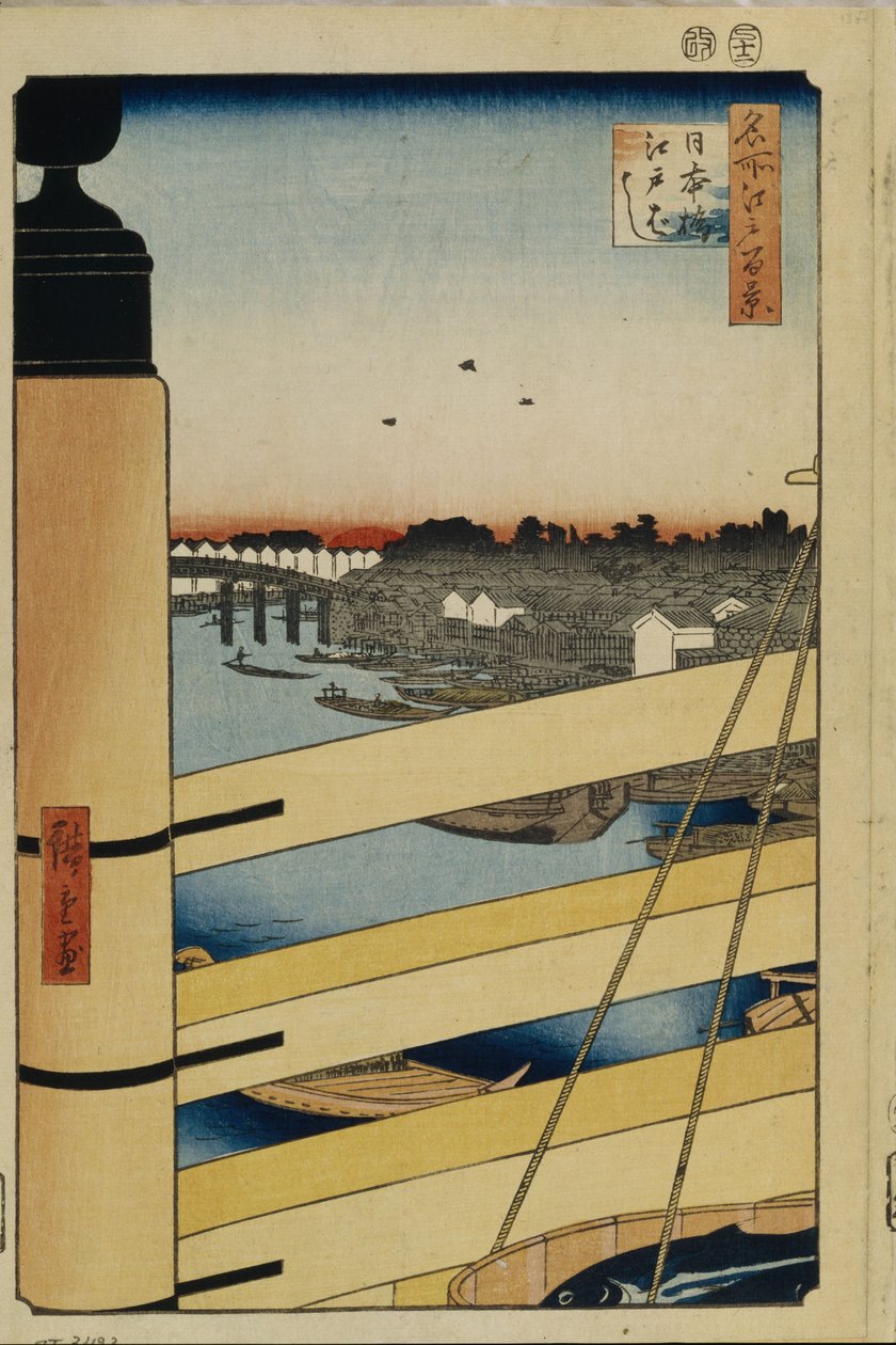 Nihonbashi ja Edobashi Bridges Sata kuuluisaa näkymää Edosta, 1856-1858 tekijältä Utagawa Hiroshige