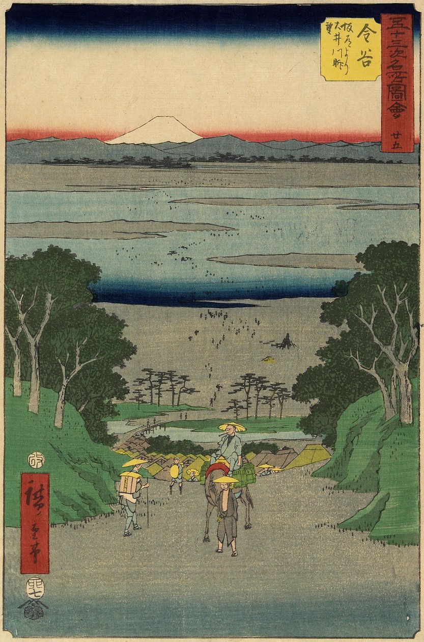 /. 25 Hey River, Kanaya, heinäkuu 1855 tekijältä Utagawa Hiroshige