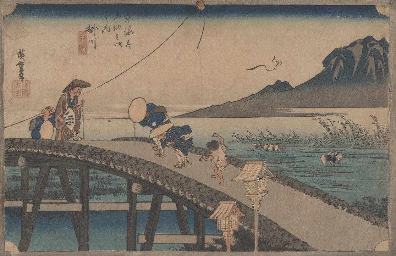 Nro 27 "Kakegawa: Näkymä Akibasta" Tokaidon 53 asemalta, n. 1833 tekijältä Utagawa Hiroshige