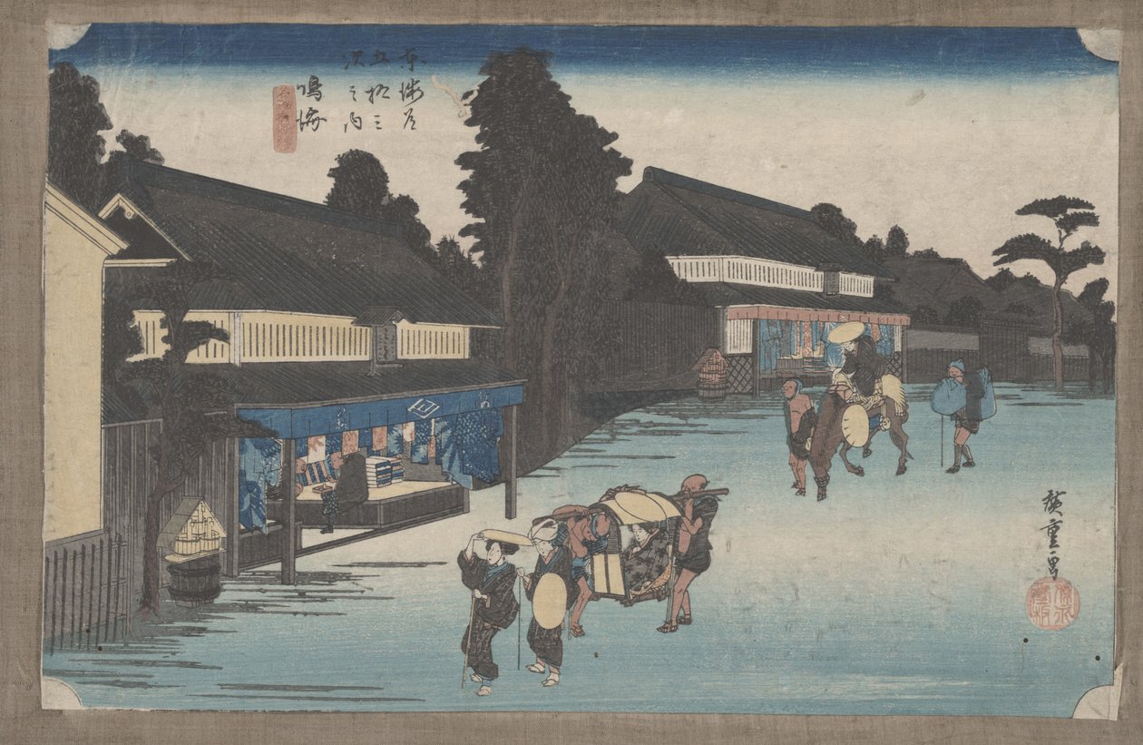 Nro 41 "Narumi: Arimatsun kuuluisa kangas" Tokaidon 53 asemalta tekijältä Utagawa Hiroshige