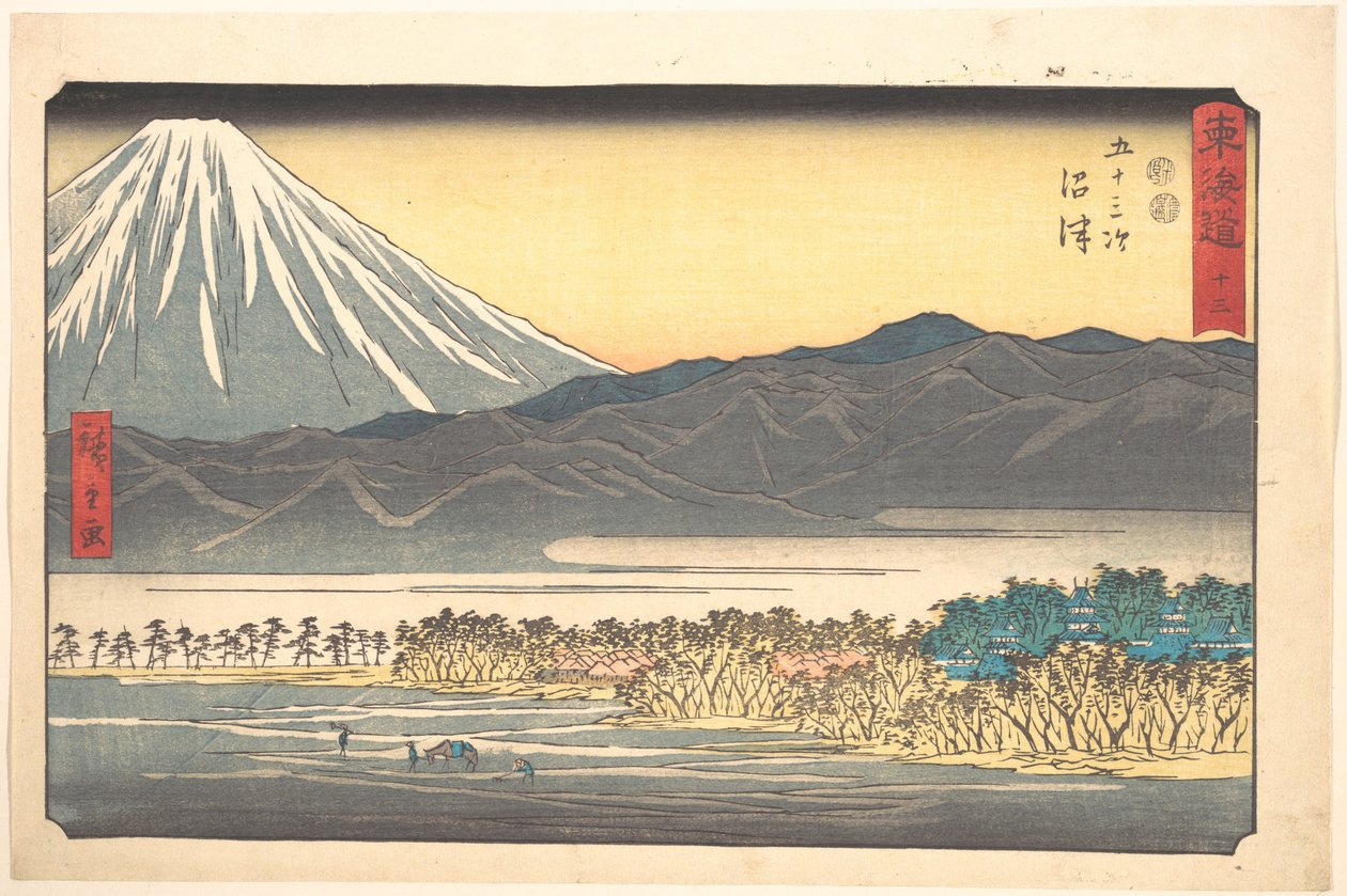 Numazu, numero 13 sarjasta "Tōkaidōn 53 asemaa" (Tōkaidō gojūsan tsugi) tekijältä Utagawa Hiroshige