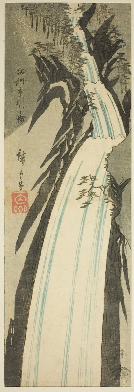 Nunobiki-vesiputous Settsun maakunnassa (Sesshu Nunobiki no taki), nimettömästä provinssien näkymien sarjasta tekijältä Utagawa Hiroshige