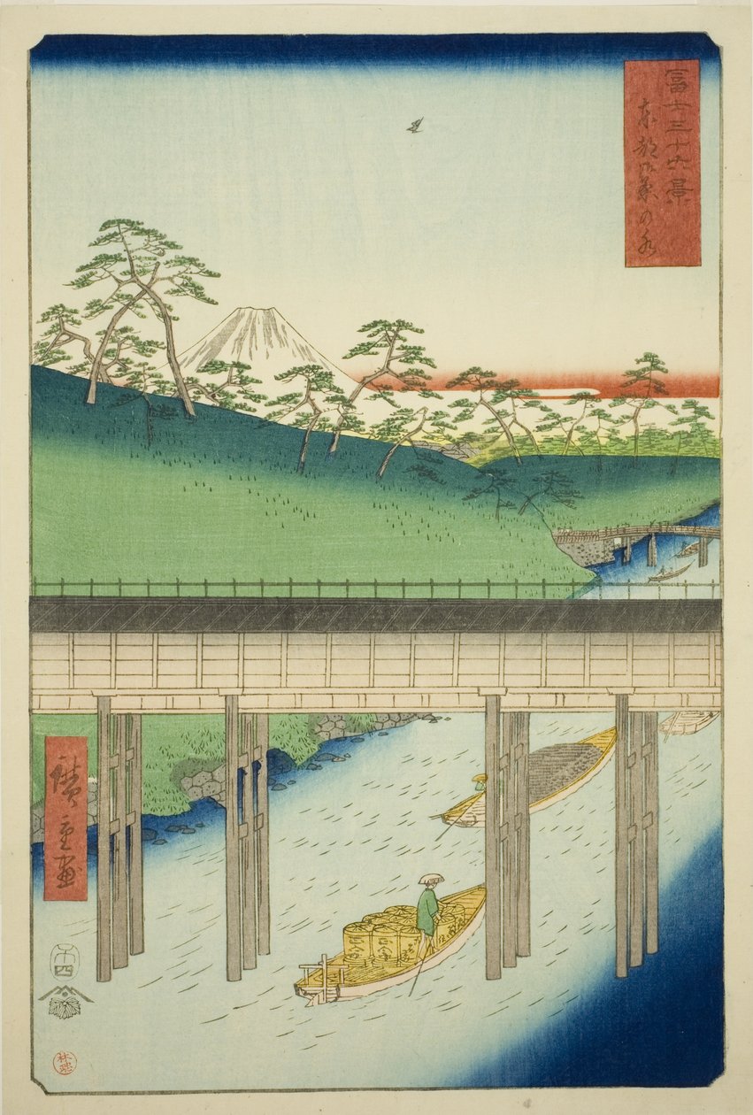 Ochanomizu itäisessä pääkaupungissa (Toto Ochanomizu), sarjasta "Kolmekymmentäkuusi näkymää Fuji-vuorelle (Fuji sanjurokkei)" tekijältä Utagawa Hiroshige