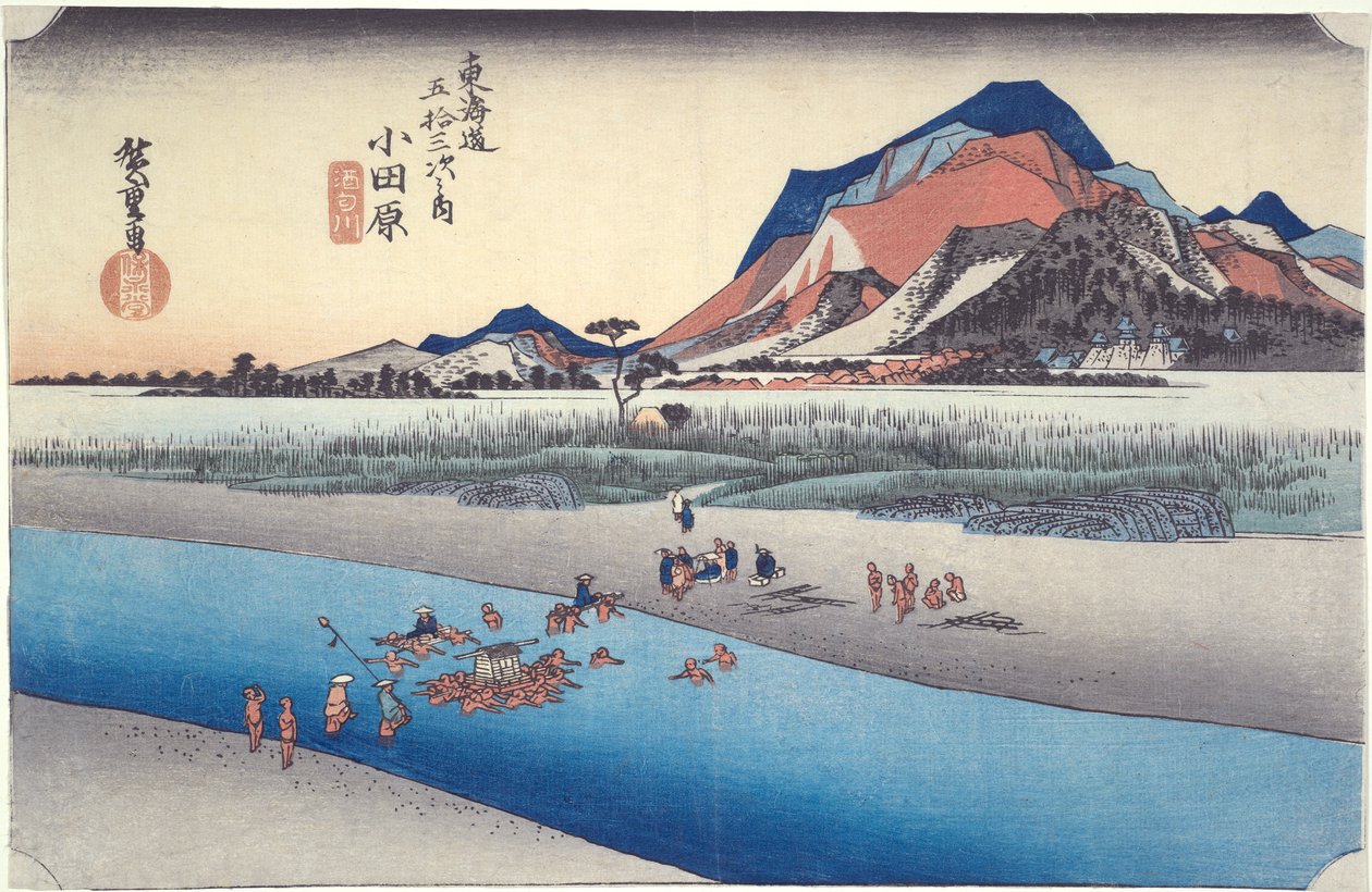 Odawara, Sakawa-joki, sarjasta Fifty-three Stations of the Tokaido tekijältä Utagawa Hiroshige