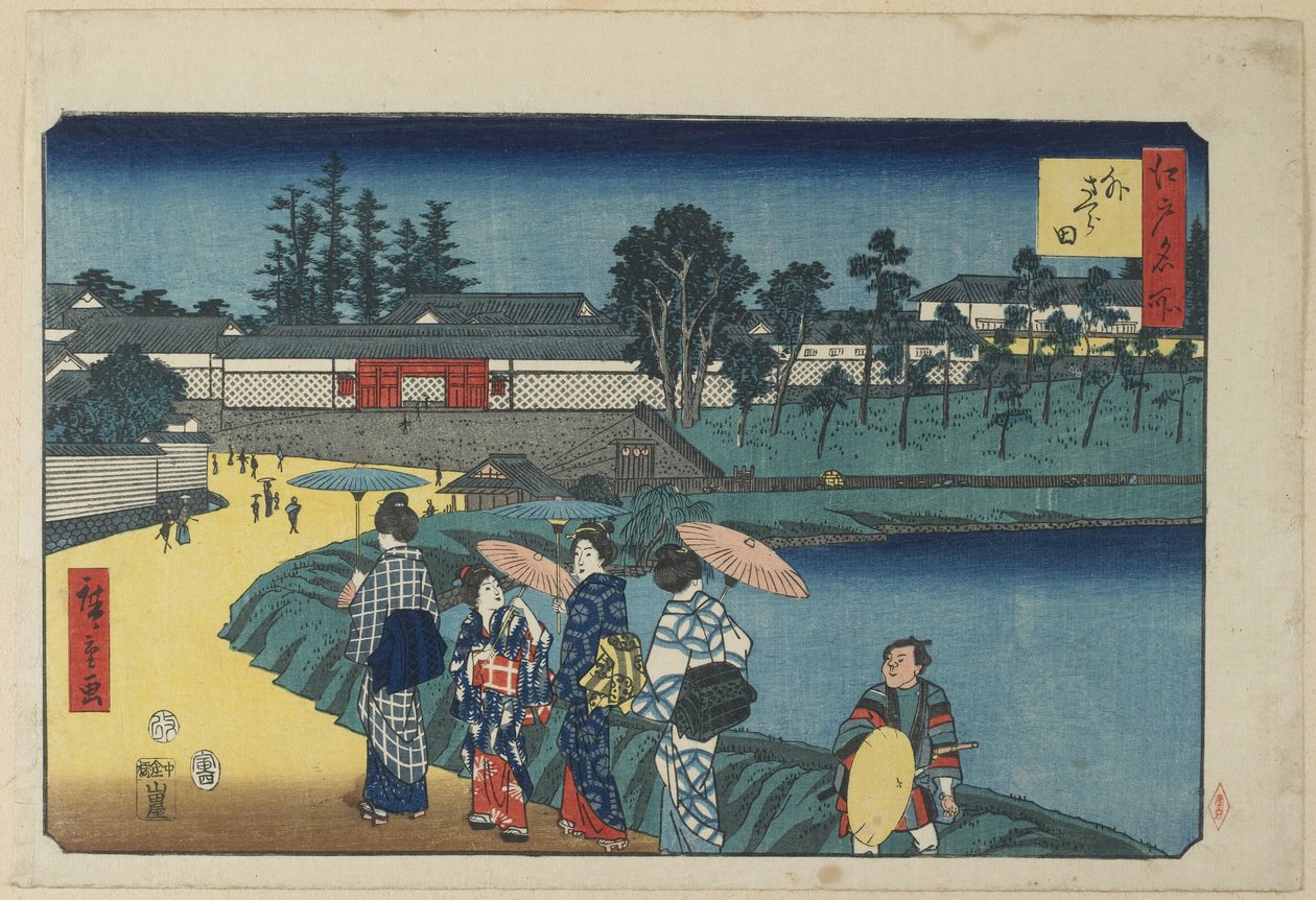 Sakuradan ulkopuoli, huhtikuu 1854 tekijältä Utagawa Hiroshige