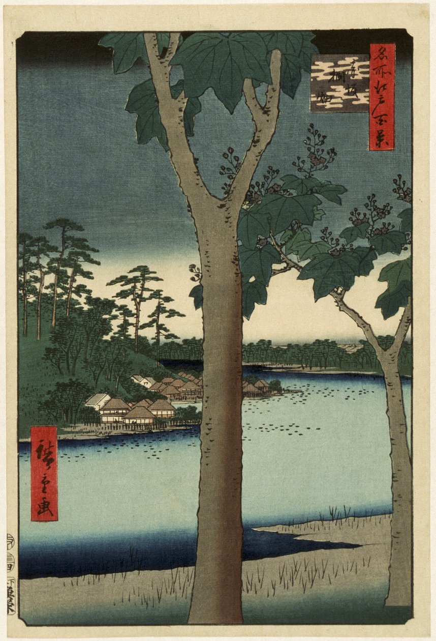 Keisaripuuviljelmä Akasakassa tekijältä Utagawa Hiroshige