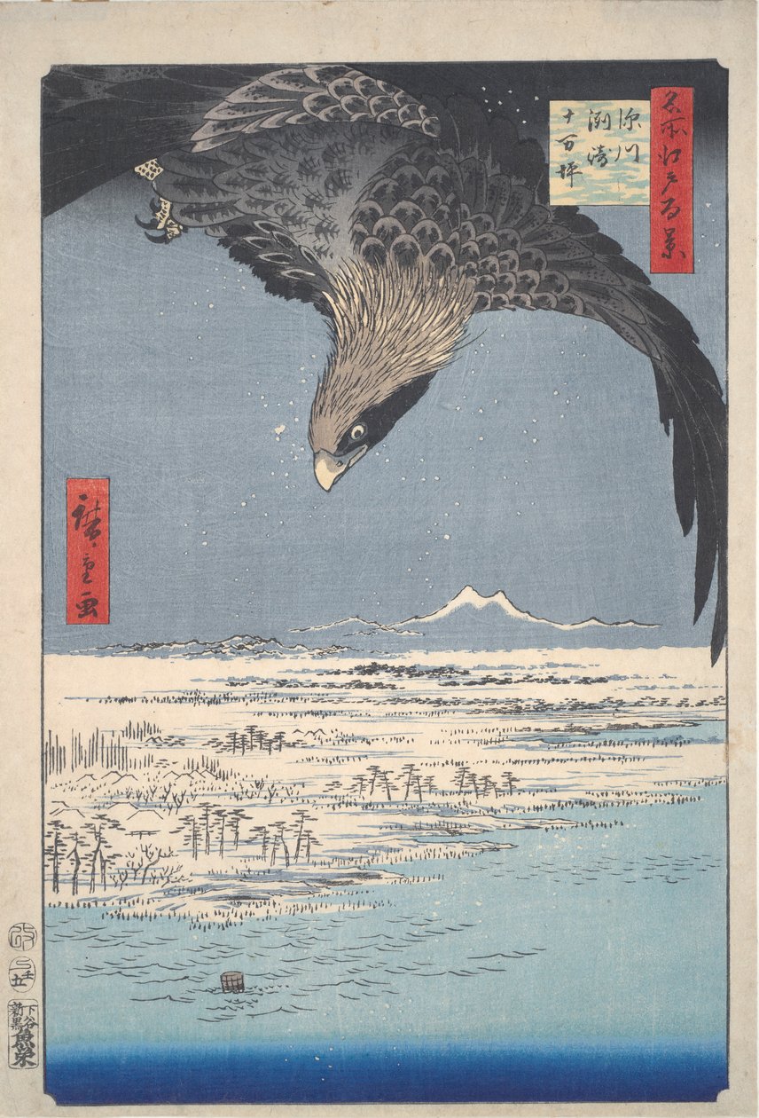 Plain at Susaki, Fukagawa, sarjasta One Hundred Views of Edo tekijältä Utagawa Hiroshige