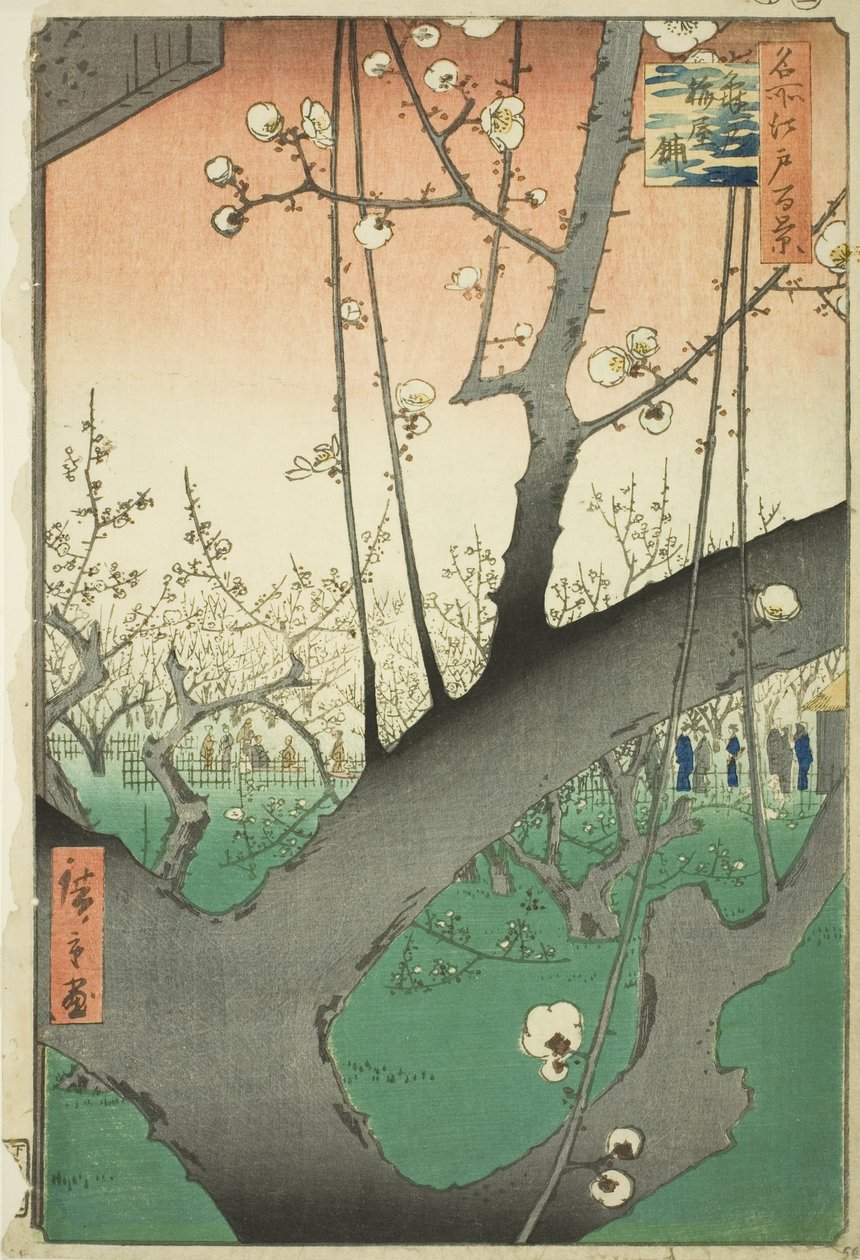 Pum ga r t Kameido (Kameido Umeyashiki), sarjasta "Ridge dre d fa net s Views of Edo (One Hundred Famous Views of Edo)" tekijältä Utagawa Hiroshige