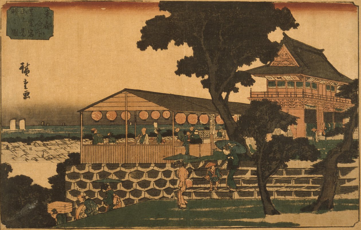 Ravintola, josta on näkymä Tokioon tekijältä Utagawa Hiroshige