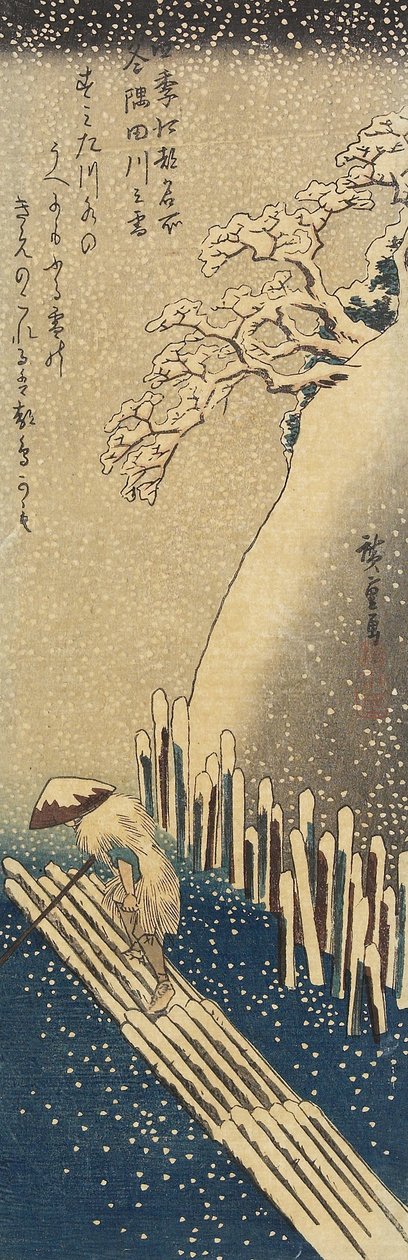 Lunta Sumida-joen yllä, talvi, 1833-1834 tekijältä Utagawa Hiroshige