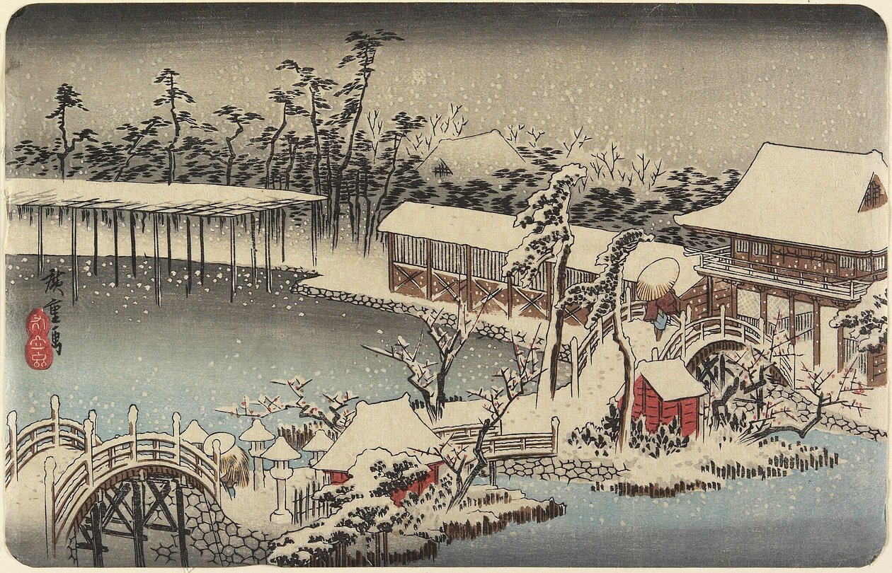 Lunta Kameido Tenmanin pyhäkköalueella 1832-1834 tekijältä Utagawa Hiroshige